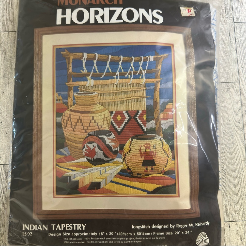 Monarch Horizons Needlepoint Kit Indian‎ 16"x20" Roger Reinardy SEALED Vtg